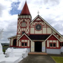 Saint Faiths Anglican church right next to a Maori village