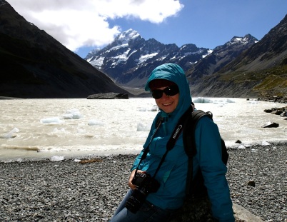 Bea at the Hooker Glacier lake